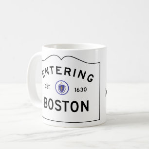 Boston Massachusetts - Coffee Mok - Verkeersbord