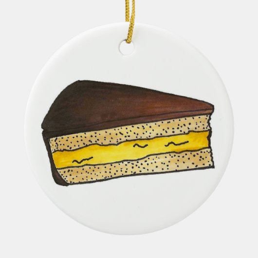 Boston Massachusetts Cream Pie Slice Dessert Keramisch Ornament (Voorkant)