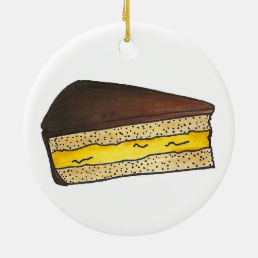 Boston Massachusetts Cream Pie Slice Dessert Keramisch Ornament (Achterkant)