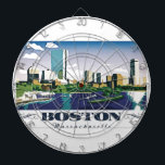 Boston, Massachusetts Dartbord<br><div class="desc">Boston is de hoofdstad van Massachusetts en de grootste stad. Het is in 1630 opgericht en is een van de oudste steden in de VS. De sleutelrol die het speelde in de Amerikaanse Revolutie wordt benadrukt op de Freedom Trail, een 2, 5 mijl-lopende route van historische sites die het verhaal...</div>