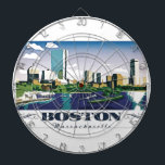 Boston, Massachusetts Dartbord<br><div class="desc">Boston is de hoofdstad van Massachusetts en de grootste stad. Het is in 1630 opgericht en is een van de oudste steden in de VS. De sleutelrol die het speelde in de Amerikaanse Revolutie wordt benadrukt op de Freedom Trail, een 2, 5 mijl-lopende route van historische sites die het verhaal...</div>