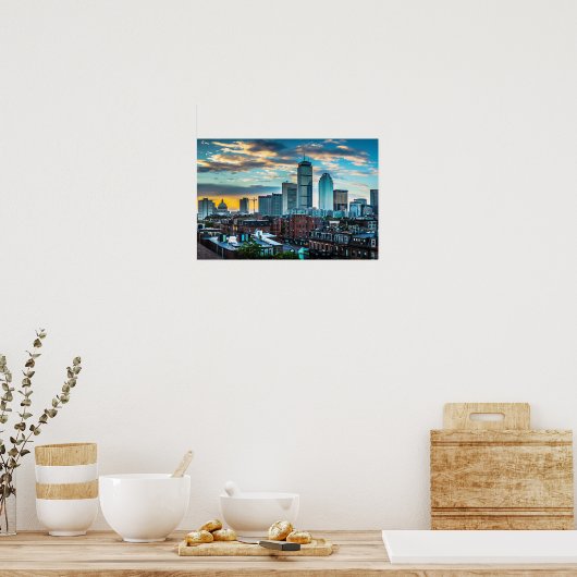 Boston Massachusetts Downtown Skyline Foto Poster (Keuken)