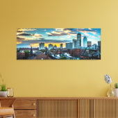 Boston Massachusetts Downtown Skyline Panoramic Canvas Afdruk (Insitu (Woonkamer))