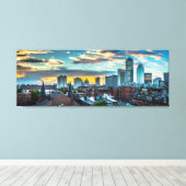 Boston Massachusetts Downtown Skyline Panoramic Canvas Afdruk (Insitu (Houten vloer))