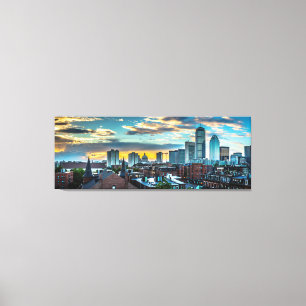 Boston Massachusetts Downtown Skyline Panoramic Canvas Afdruk