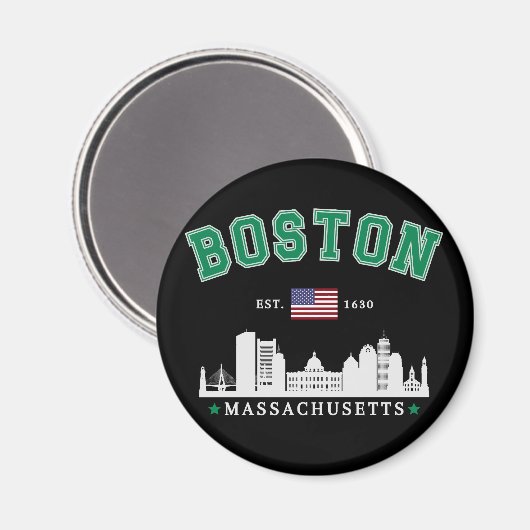 Boston Massachusetts Est. 1630 Funny Travel Magneet (Voorkant / Achterkant)