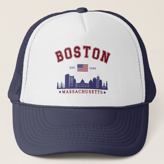 Boston Massachusetts Est. 1630 Funny  Trucker Pet (Voorkant)