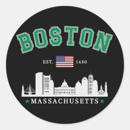 Boston Massachusetts Est. 1630 Vintage Ronde Sticker
