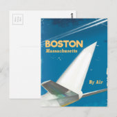 Boston Massachusetts  flight poster Briefkaart (Voorkant / Achterkant)