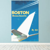 Boston Massachusetts flight poster Canvas Afdruk (Insitu (Houten vloer))