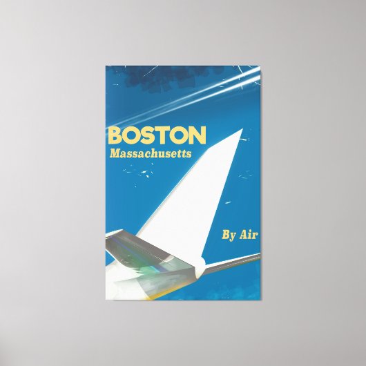 Boston Massachusetts flight poster Canvas Afdruk (Voorkant)