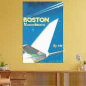 Boston Massachusetts flight poster Canvas Afdruk (Insitu (Woonkamer))