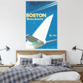 Boston Massachusetts flight poster Canvas Afdruk (Insitu (Slaapkamer))
