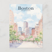 Boston Massachusetts Gouache Illustratie Reizen Briefkaart (Voorkant)