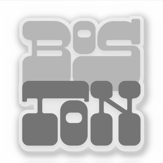 Boston Massachusetts Gray Bubble Letter Sticker (Voorkant)