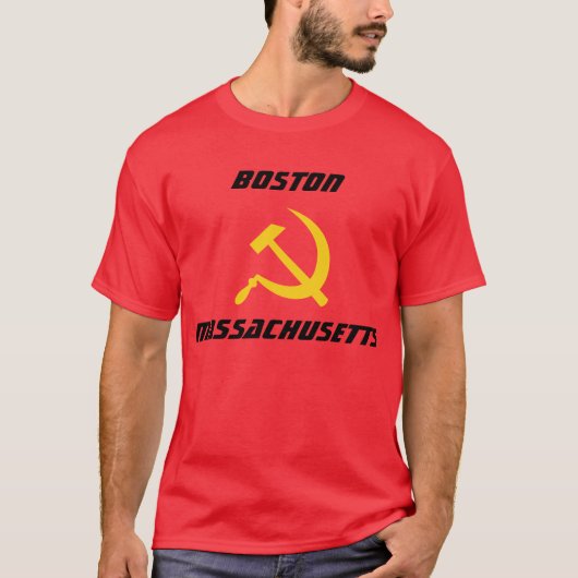 Boston, Massachusetts Hammer & Sickle Communistisc T-shirt (Voorkant)