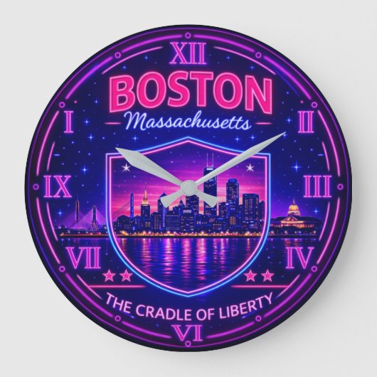 Boston Massachusetts Harbor Skyline Grote Klok (Voorkant)