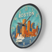 Boston Massachusetts Harbor Skyline Grote Klok (Hoek)