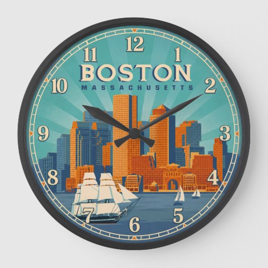 Boston Massachusetts Harbor Skyline Grote Klok (Voorkant)