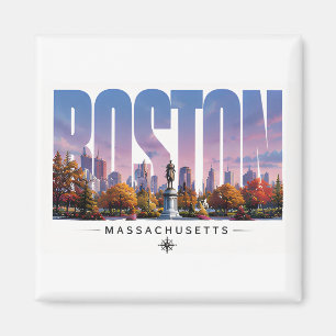 Boston Massachusetts haven skyline reis scène Magneet