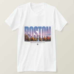 Boston Massachusetts haven skyline reis scène T-shirt