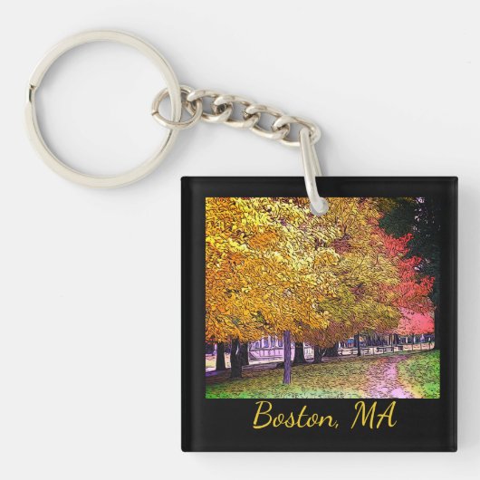 Boston, Massachusetts Herfst Foliage Sleutelhanger (voorkant)