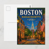 🍁 Boston Massachusetts Historisch Bezoek 🍁 Briefkaart (Voorkant / Achterkant)