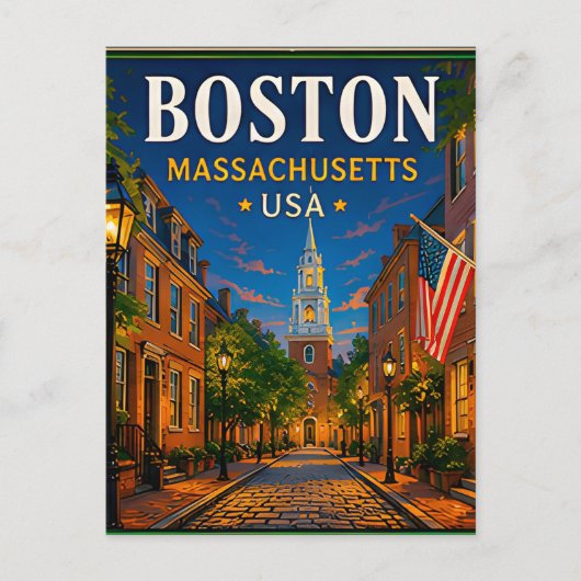 🍁 Boston Massachusetts Historisch Bezoek 🍁 Briefkaart (Voorkant)
