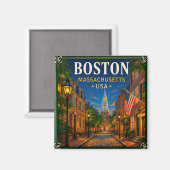 🍁 Boston Massachusetts Historisch Bezoek 🍁 Magneet (Voorkant / Achterkant)