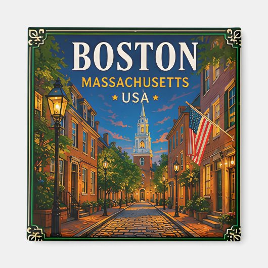 🍁 Boston Massachusetts Historisch Bezoek 🍁 Magneet (Voorkant)
