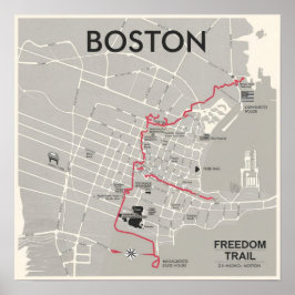 Boston Massachusetts kaart, Boston kaart Poster