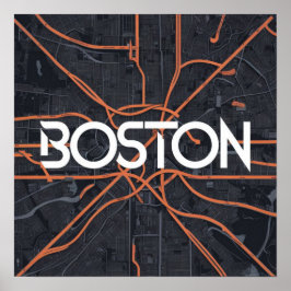 Boston Massachusetts kaart, Boston kaart Poster
