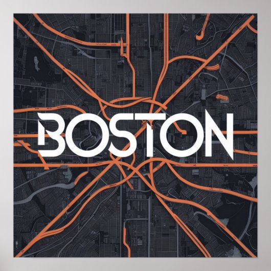  Boston Massachusetts kaart, Boston kaart Poster (Voorkant)