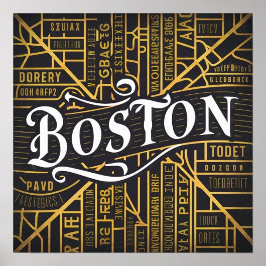  Boston Massachusetts kaart, Boston kaart Poster (Voorkant)