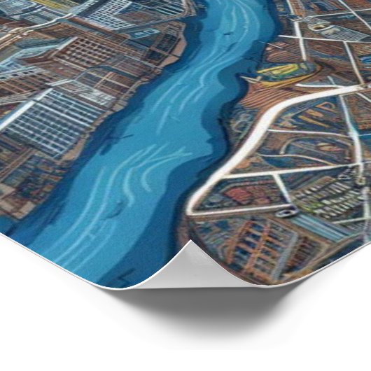  Boston Massachusetts kaart, Boston kaart Poster (Hoek)