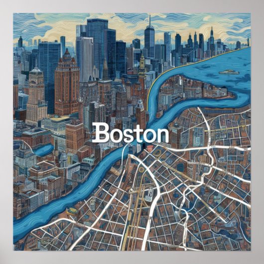  Boston Massachusetts kaart, Boston kaart Poster (Voorkant)