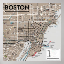Boston Massachusetts kaart, Boston kaart Poster