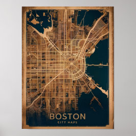 Boston Massachusetts kaart, Boston kaart Poster
