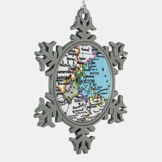 Boston, Massachusetts Kaart Kerst Ornament (Links)