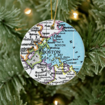 Boston, Massachusetts Kaart Ornament