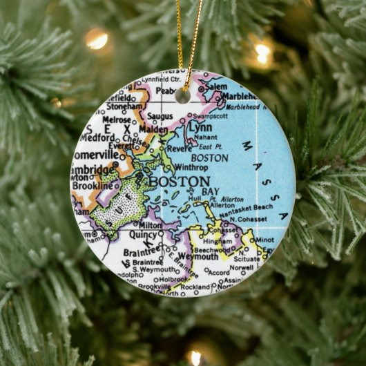 Boston, Massachusetts  Kaart Ornament (Boom)