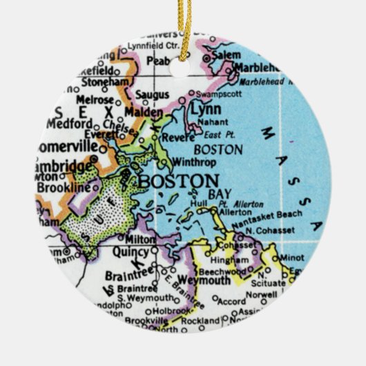 Boston, Massachusetts  Kaart Ornament (Voorkant)