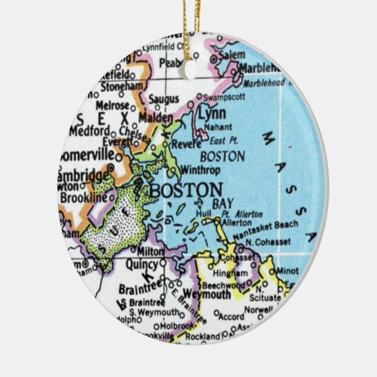 Boston, Massachusetts  Kaart Ornament (Links)