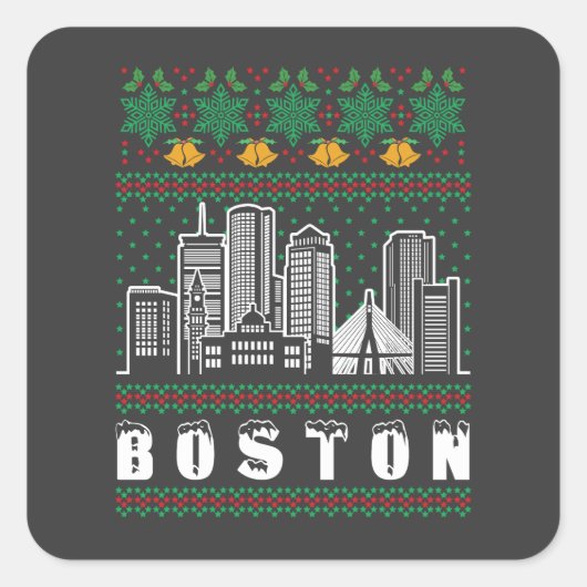 Boston Massachusetts Lelijke Kerstdagen Vierkante Sticker (Voorkant)