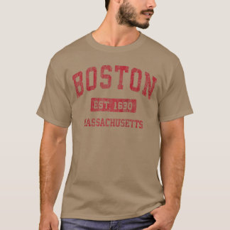 Boston Massachusetts MA Vintage Sportontwerp Rood  T-shirt