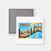 Boston Massachusetts MA Vintage Travel Souvenir Magneet (Voorkant / Achterkant)