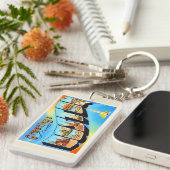 Boston Massachusetts MA Vintage Travel Souvenir Sleutelhanger (Voorkant Rechts)