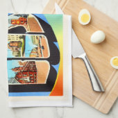 Boston Massachusetts MA Vintage Travel Souvenir Theedoek (Quarter Fold)