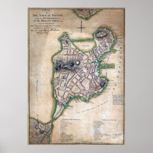 Boston Massachusetts Map 1775 van Thomas Hyde Page Poster