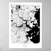 Boston Massachusetts Modern Minimal White City Map Poster (Voorkant)